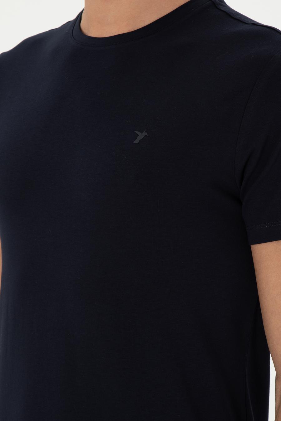 Lacivert Slim Fit Bisiklet Yaka Merserize Basic T-shirt - 50305451037
