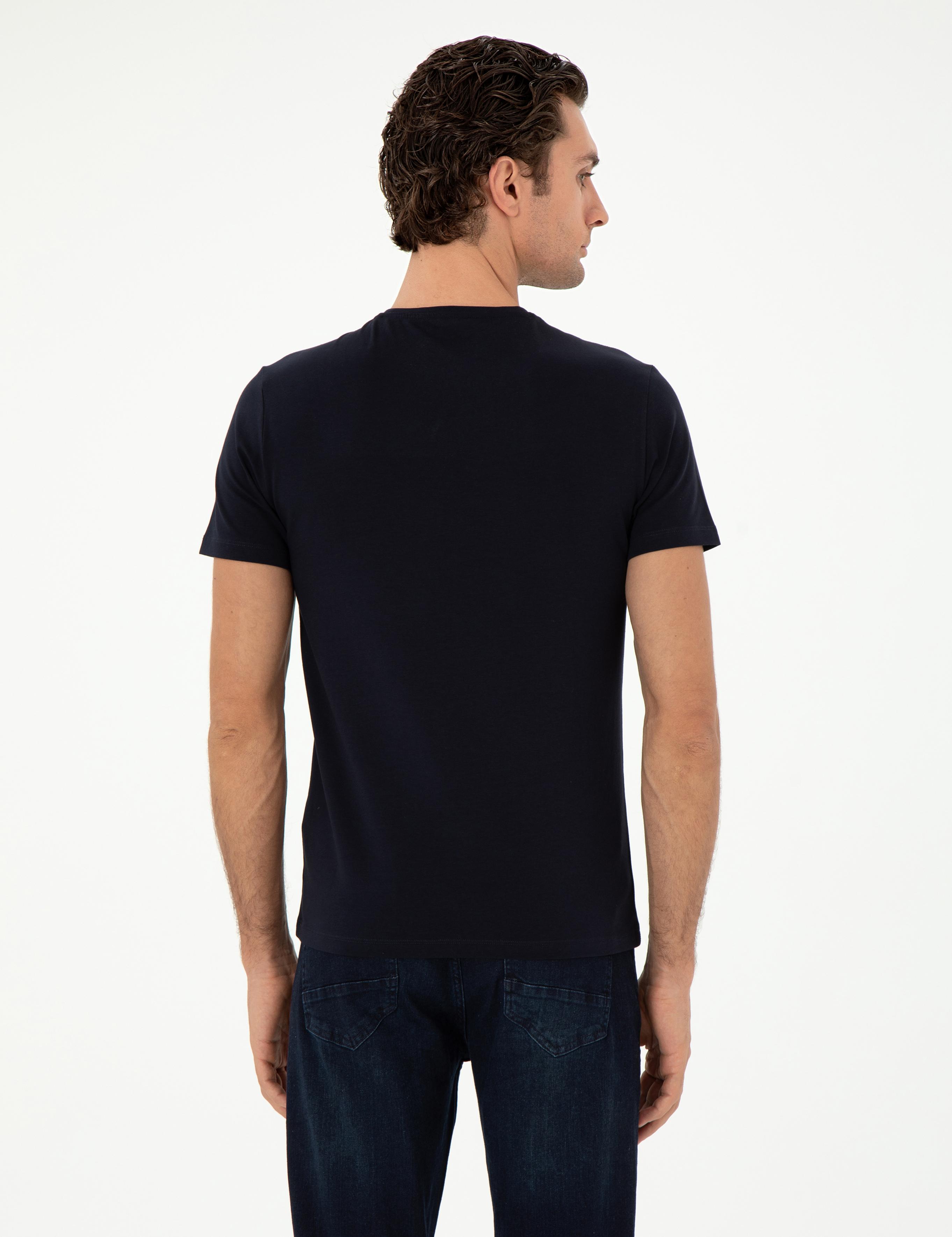 Lacivert Slim Fit Bisiklet Yaka Merserize Basic T-shirt - 50305451037