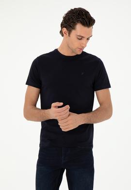 Lacivert Slim Fit Bisiklet Yaka Merserize Basic T-shirt