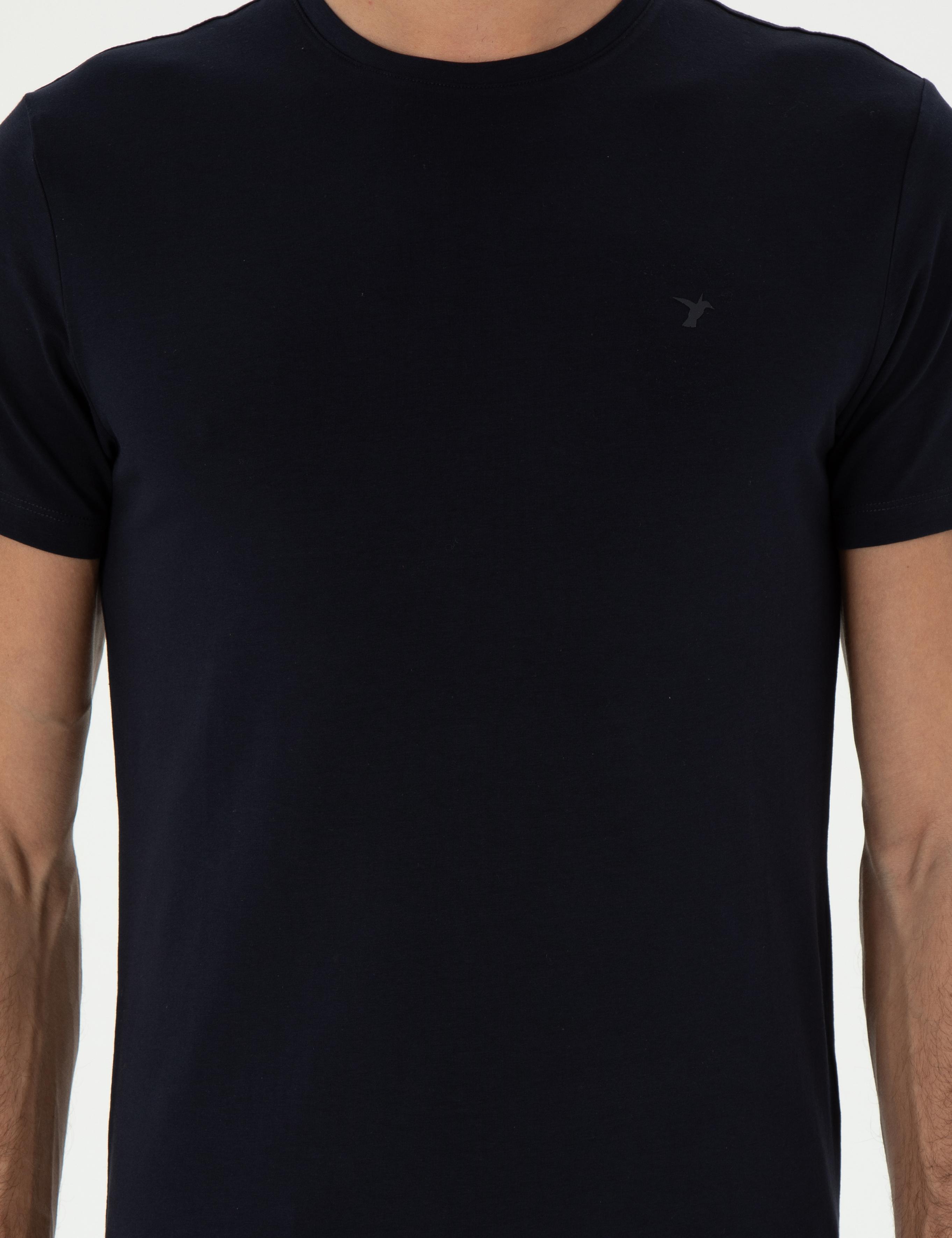 Lacivert Slim Fit Bisiklet Yaka Merserize Basic T-shirt - 50305451037