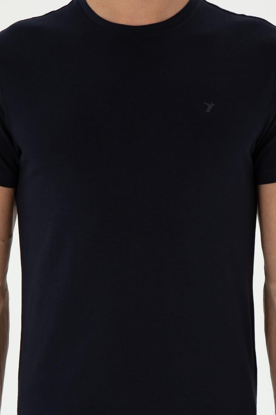 Lacivert Slim Fit Bisiklet Yaka Merserize Basic T-shirt - 50305451037