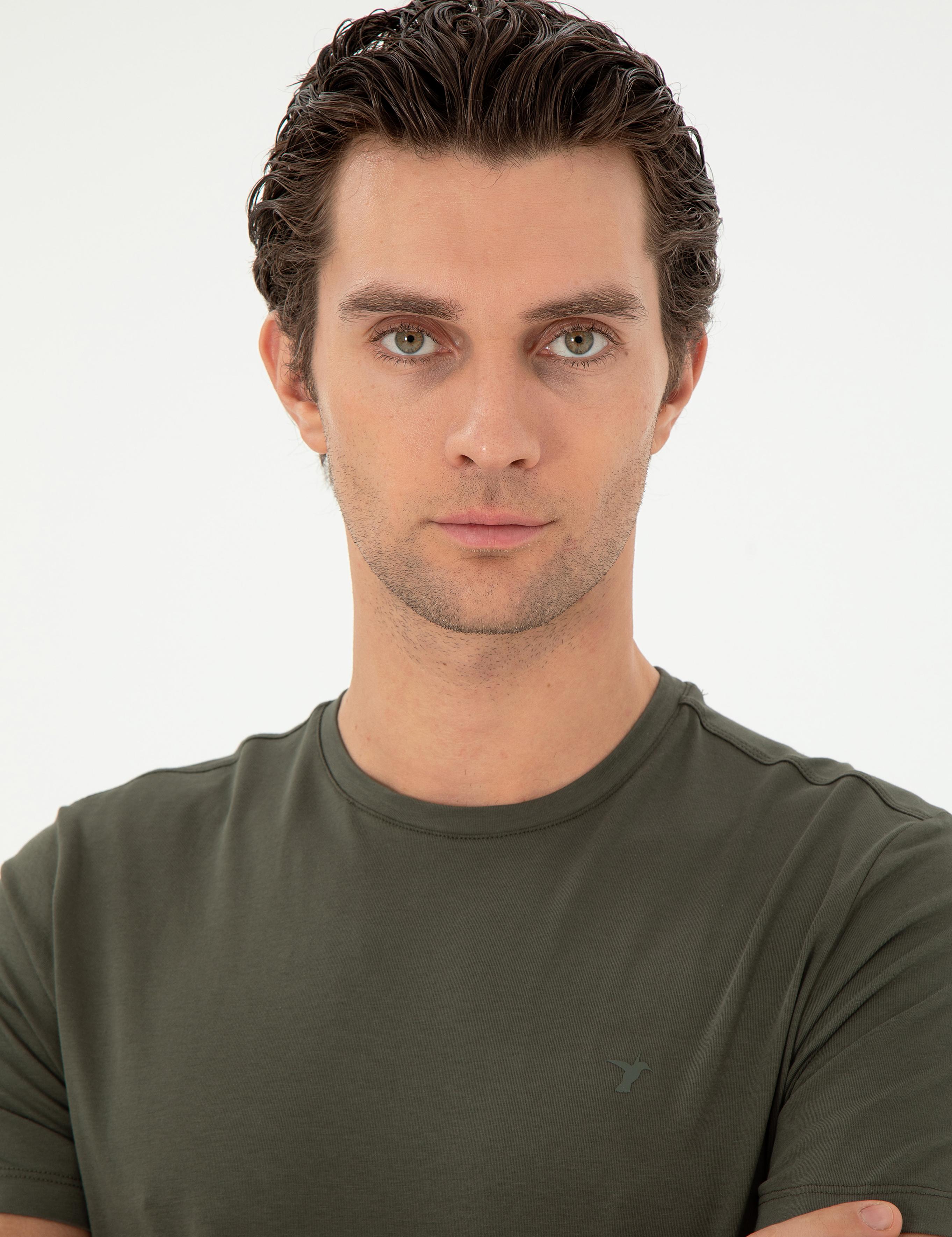 Haki Slim Fit Bisiklet Yaka Merserize Basic T-shirt - 50305451026