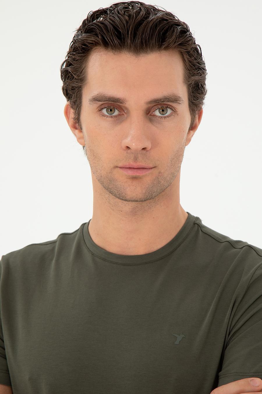 Haki Slim Fit Bisiklet Yaka Merserize Basic T-shirt - 50305451026
