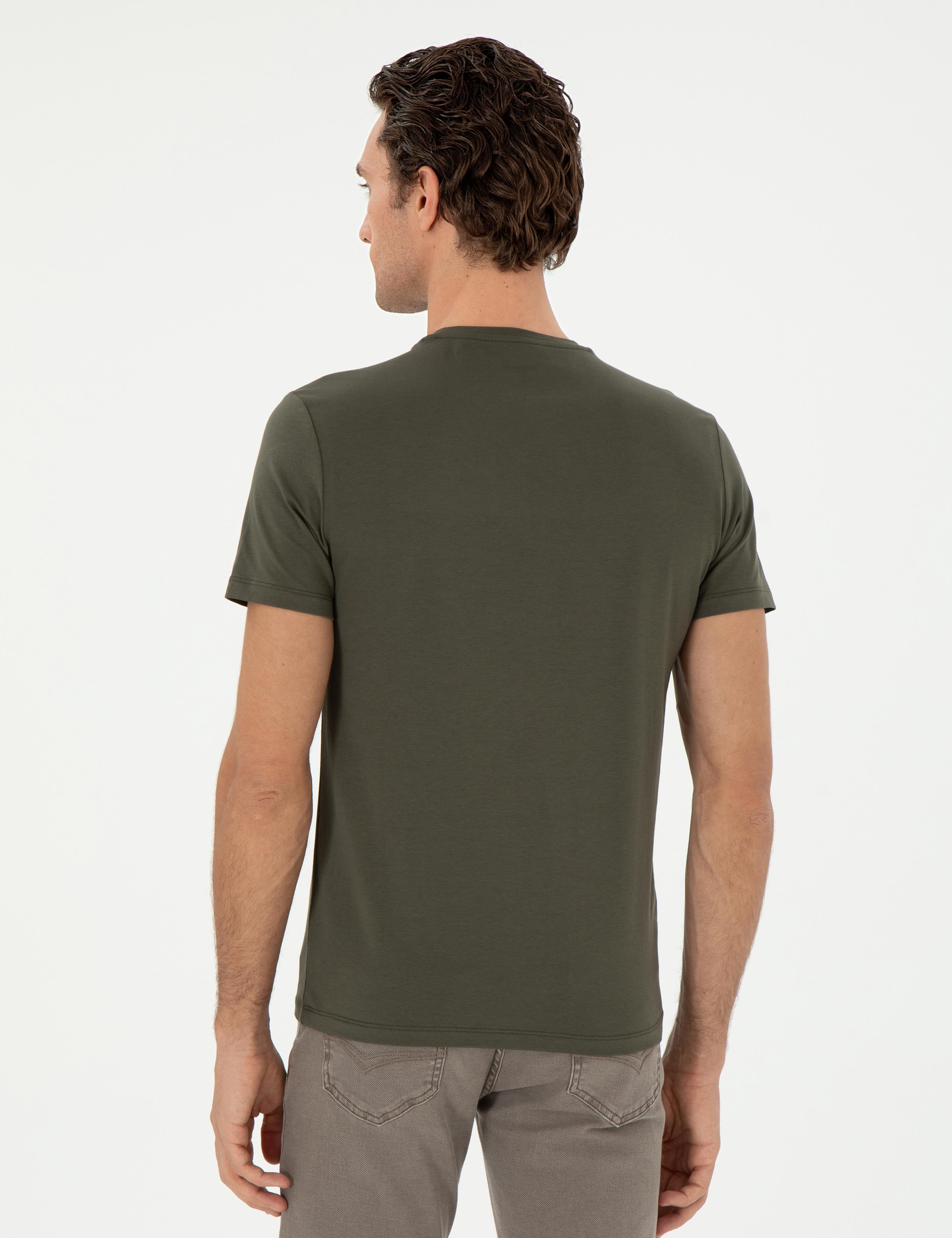 Haki Slim Fit Bisiklet Yaka Merserize Basic T-shirt - 50305451026
