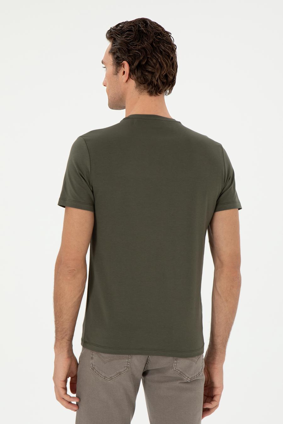 Haki Slim Fit Bisiklet Yaka Merserize Basic T-shirt - 50305451026
