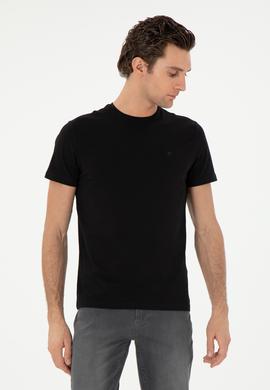 Siyah Slim Fit Bisiklet Yaka Merserize Basic T-shirt