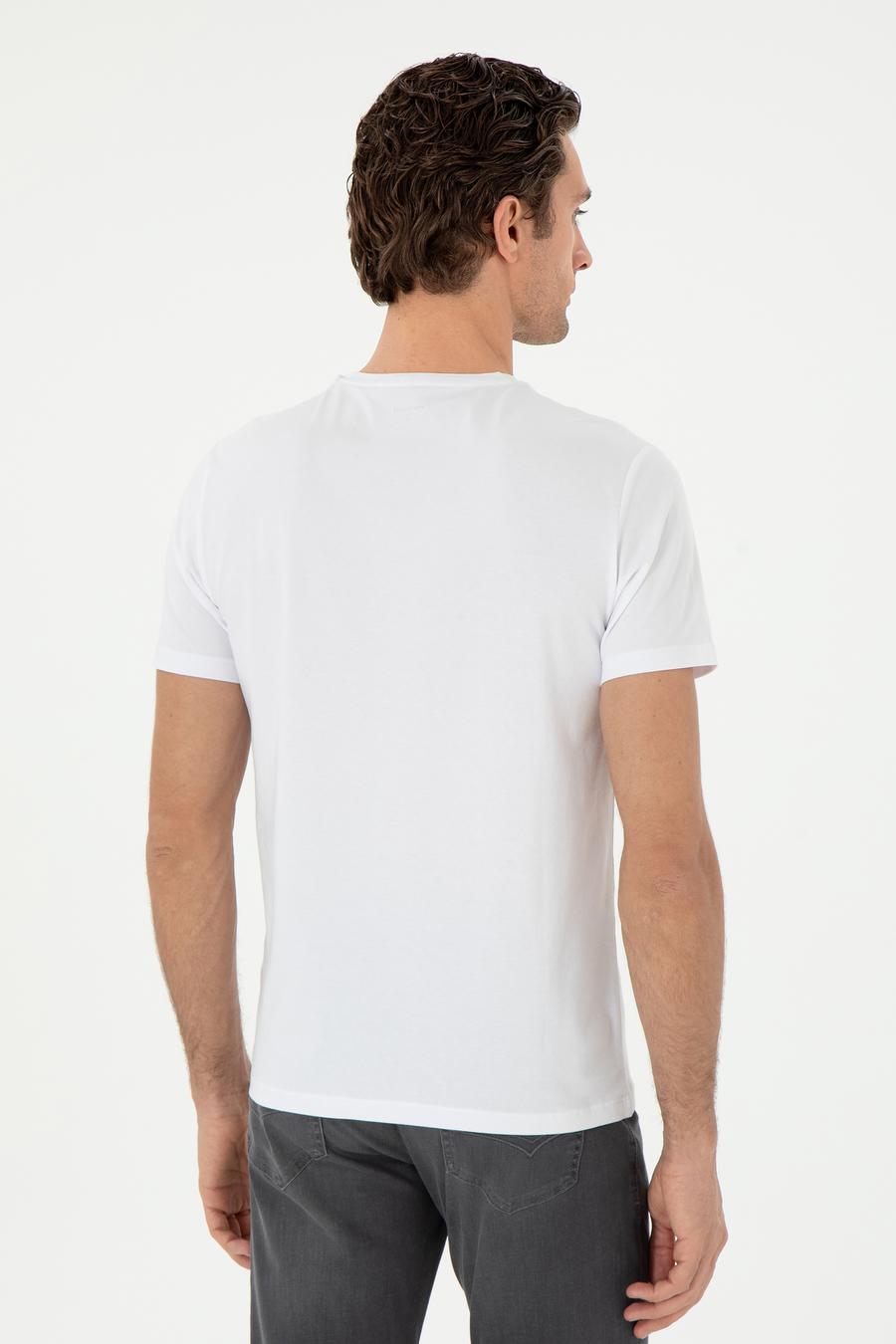 Beyaz Slim Fit Bisiklet Yaka Merserize Basic T-shirt - 50305451034