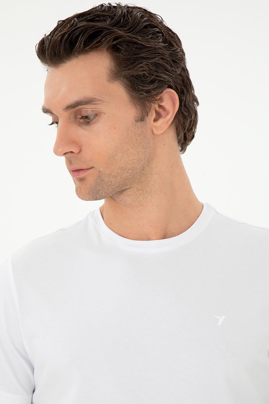 Beyaz Slim Fit Bisiklet Yaka Merserize Basic T-shirt - 50305451034