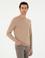 Bej Slim Fit Kaşmir İpek Karışımlı Bisiklet Yaka Triko Kazak