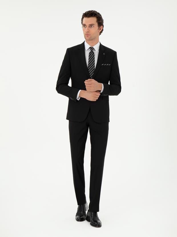 Siyah Slim Fit Klasik Takım Elbise