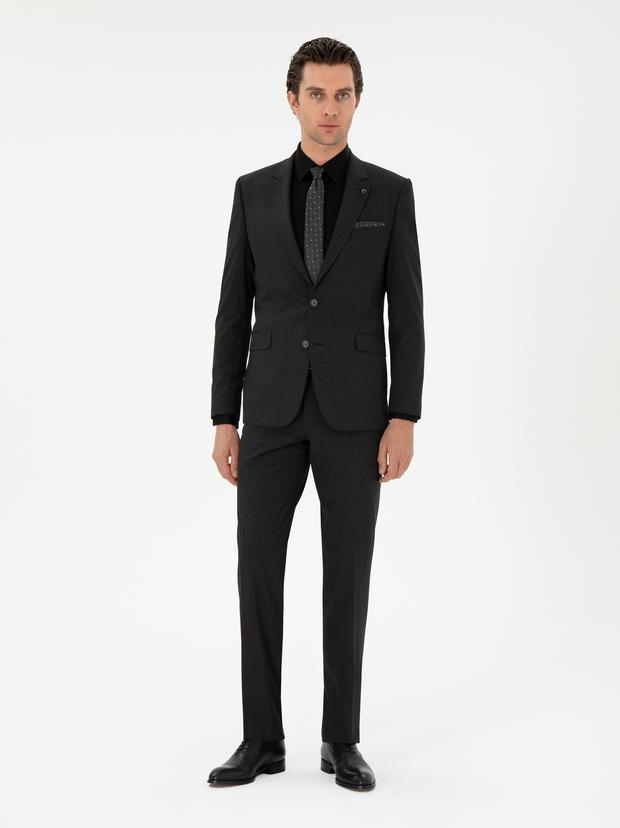 Antrasit Slim Fit Klasik Takım Elbise
