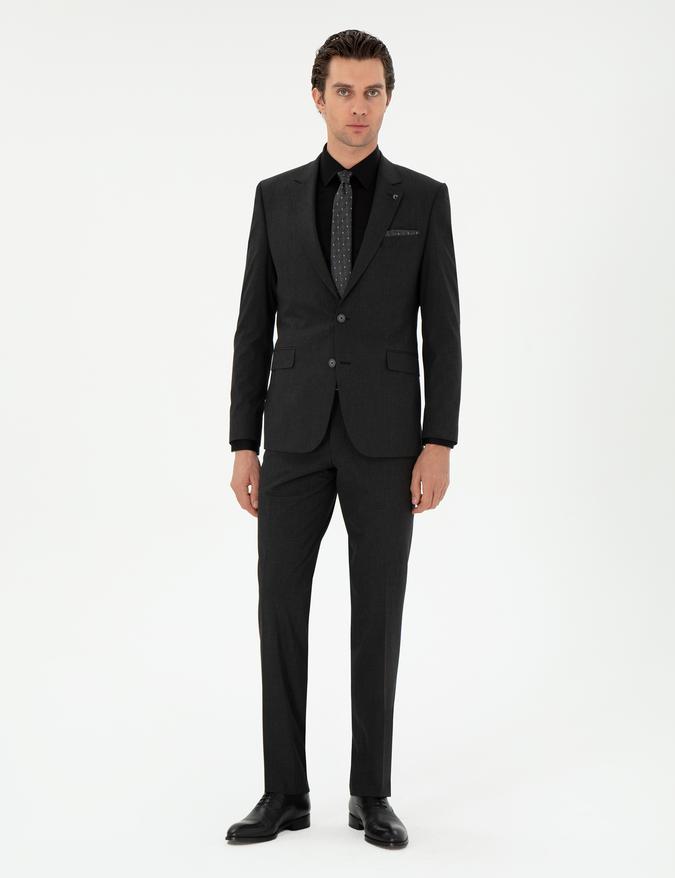 Antrasit Slim Fit Klasik Takım Elbise