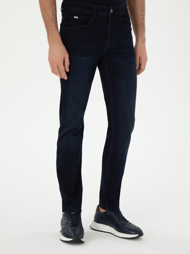 Koyu Lacivert Slim Fit Pamuk Karışımlı Jean Pantolon