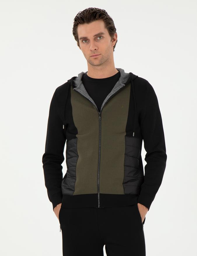 Siyah Regular Fit Triko Hırka