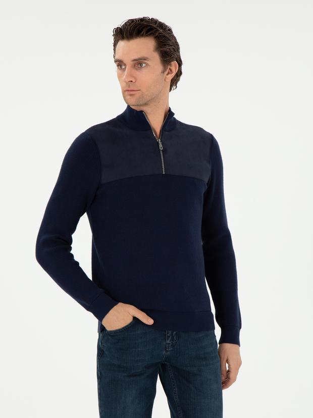 Lacivert Slim Fit Kazak