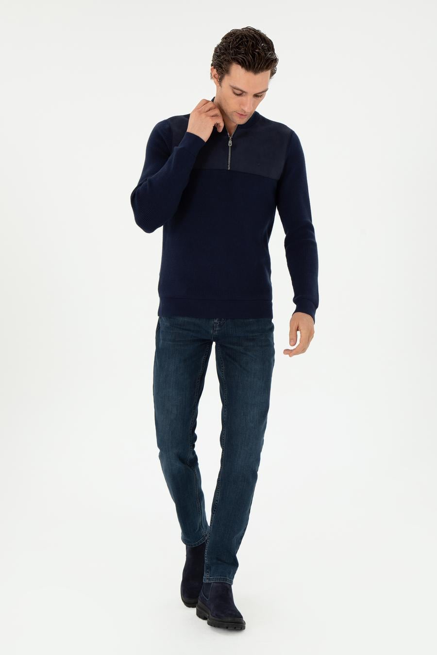 Lacivert Slim Fit Kazak - 50292483013