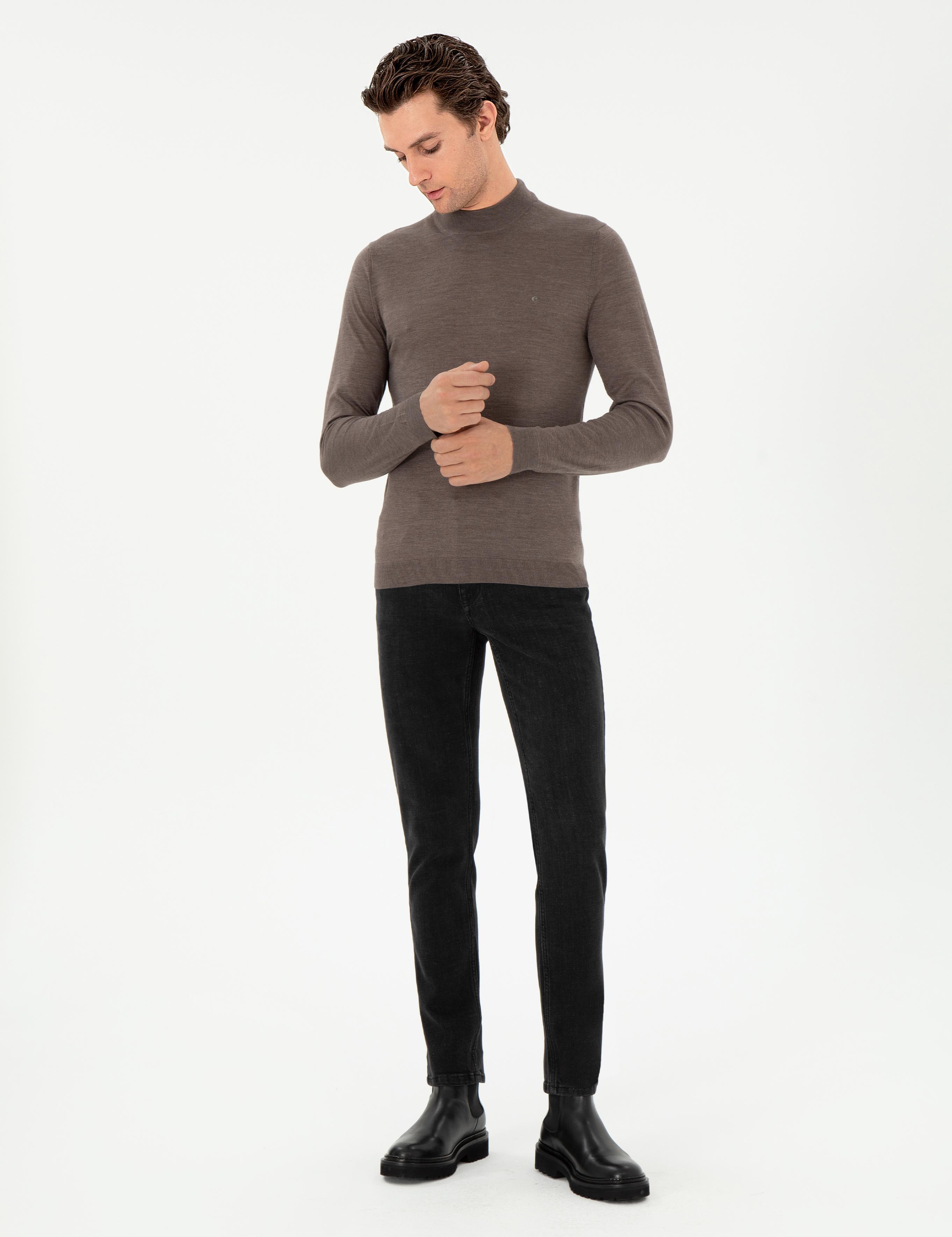 Vizon Slim Fit Kaşmir İpek Karışımlı Çeyrek Balıkçı Yaka Triko Kazak - 50296503033