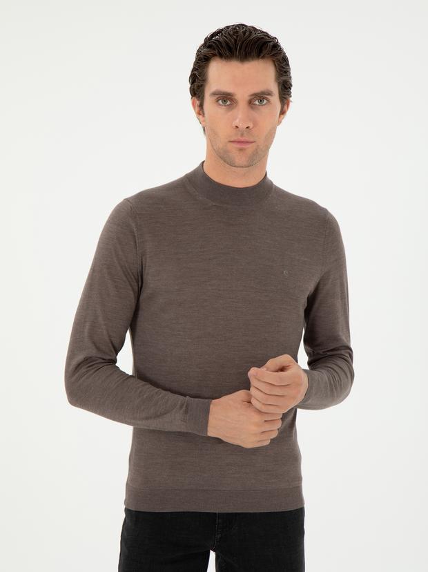 Vizon Slim Fit Kaşmir İpek Karışımlı Çeyrek Balıkçı Yaka Triko Kazak