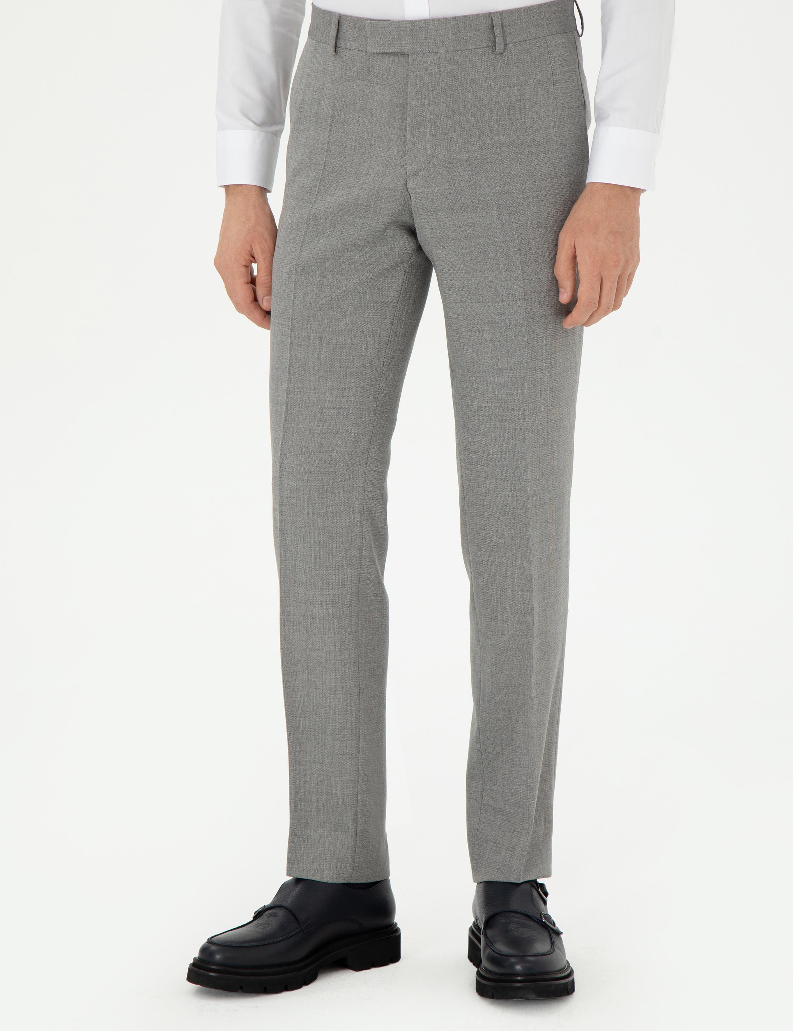 Gri Slim Fit Yün Klasik Pantolon - 50305818004