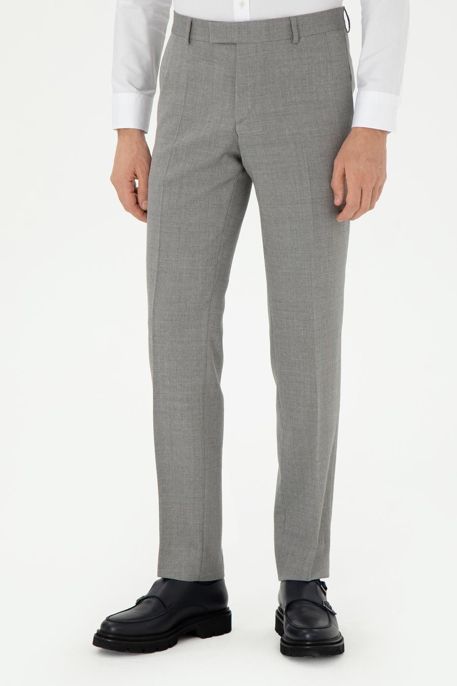 Gri Slim Fit Yün Klasik Pantolon - 50305818004