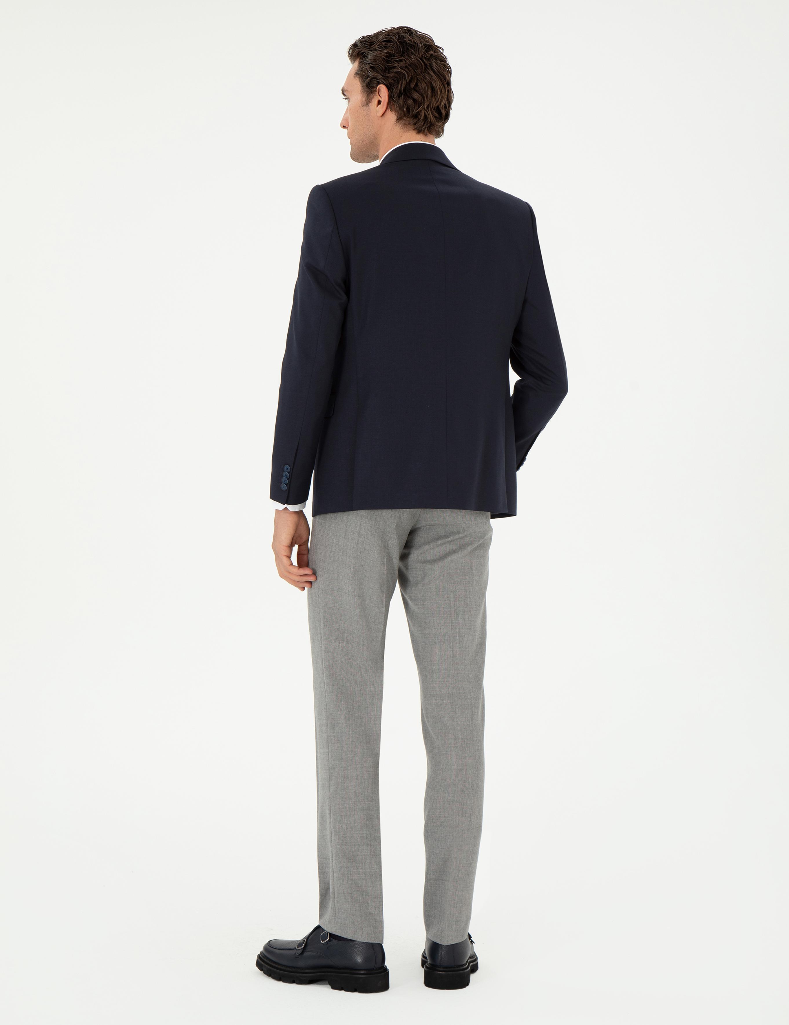 Gri Slim Fit Yün Klasik Pantolon - 50305818004