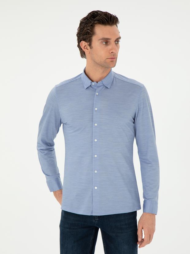 Mavi Slim Fit Uzun Kollu Gömlek