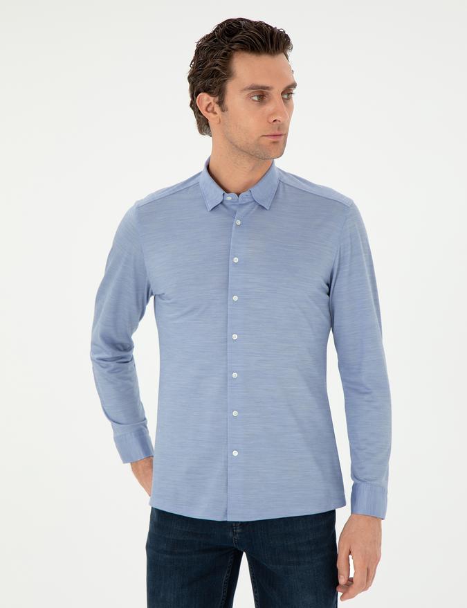 Mavi Slim Fit Uzun Kollu Gömlek