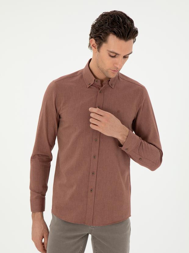 Kiremit Slim Fit Uzun Kollu Gömlek