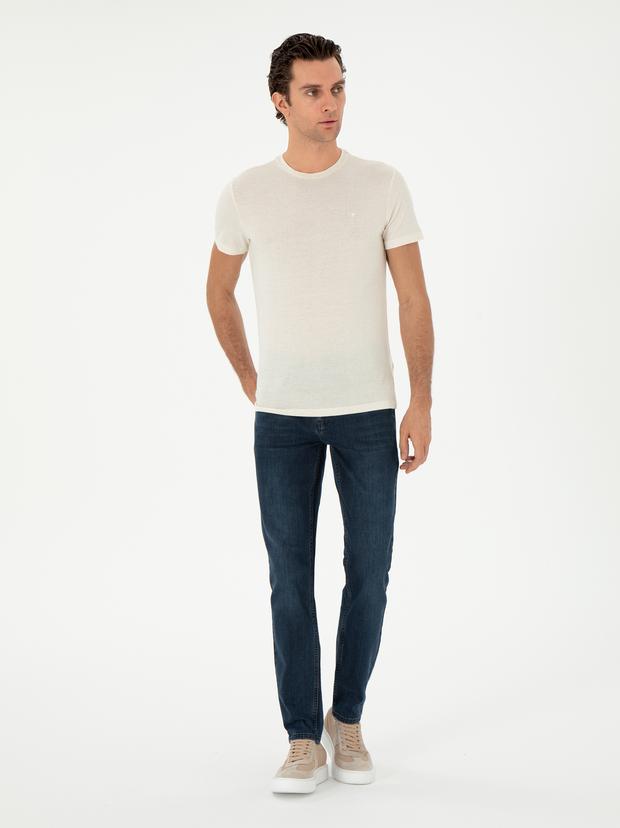 Lacivert Slim Fit Pamuk Karışımlı Jean Pantolon