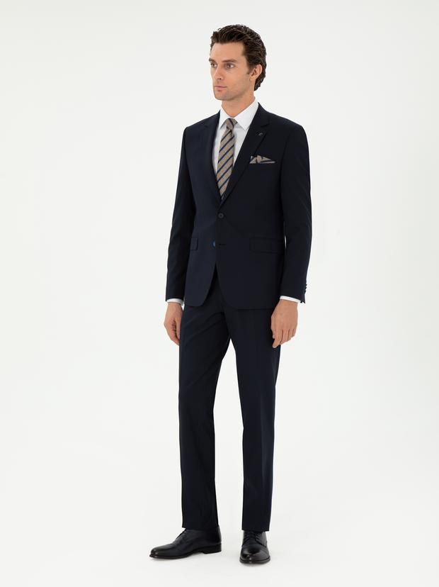 Koyu Lacivert Slim Fit Klasik Takım Elbise
