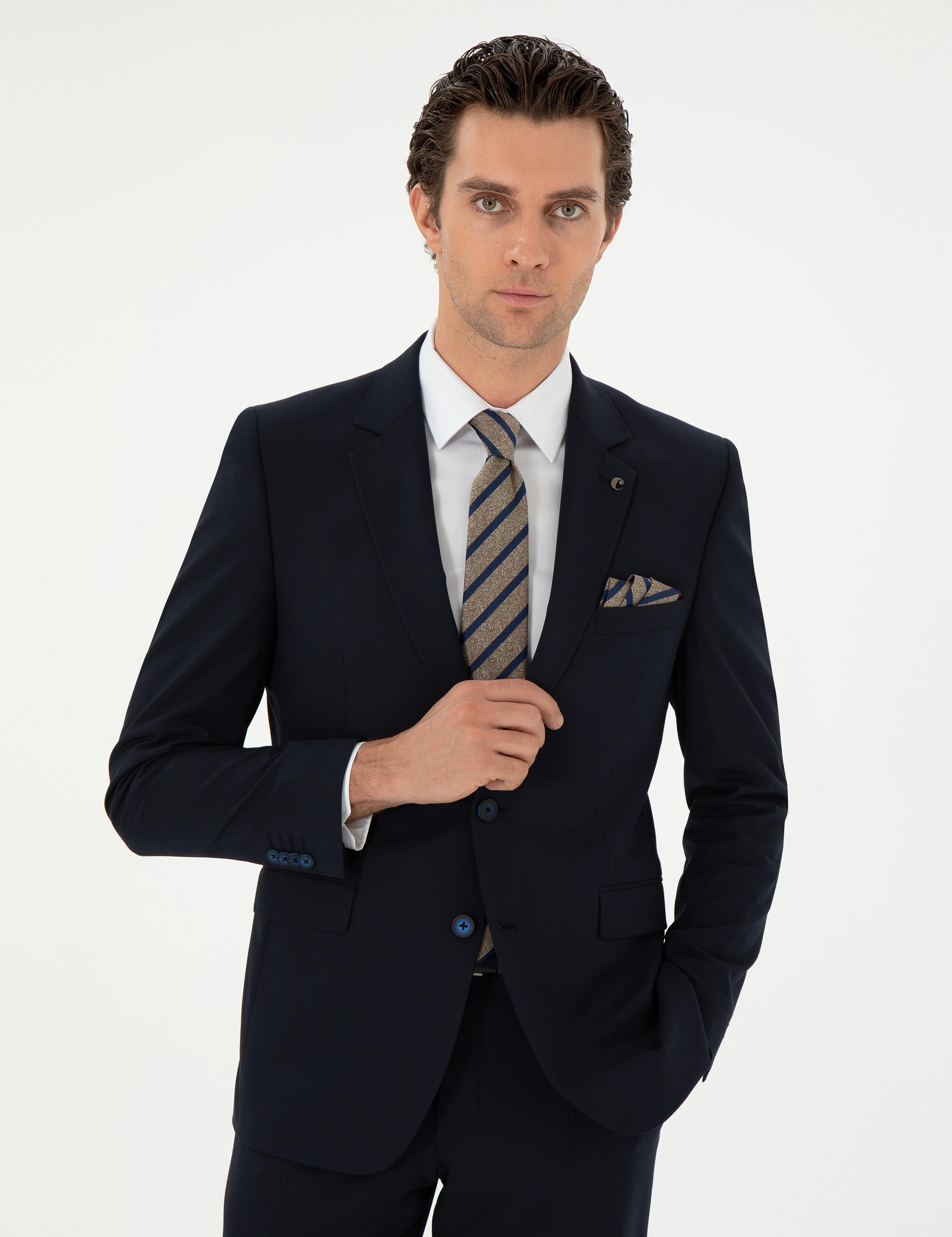 Koyu Lacivert Slim Fit Klasik Takım Elbise - 50310167104