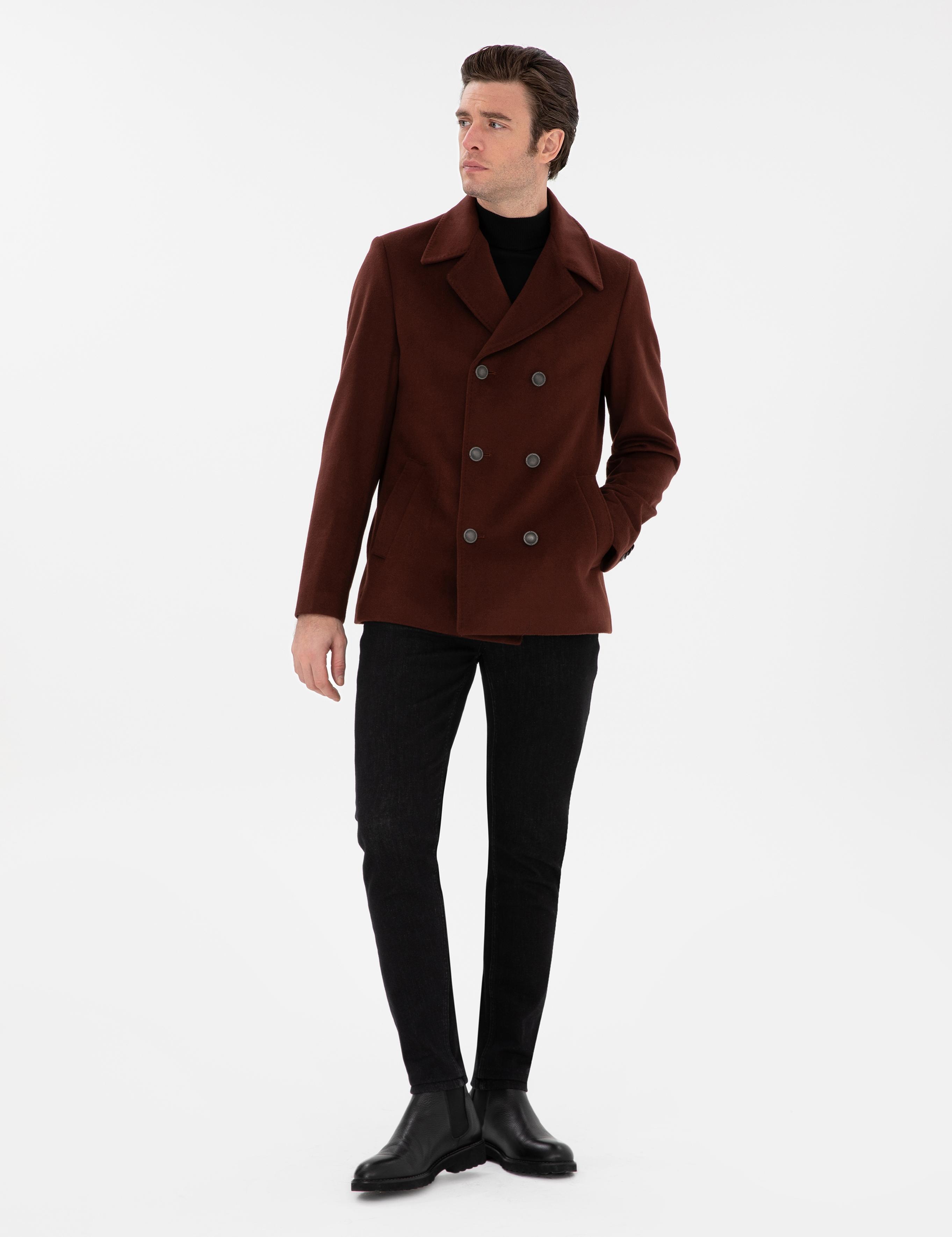 Pas Slim Fit Yün Karışımlı Kaşe Kaban - 50293483028