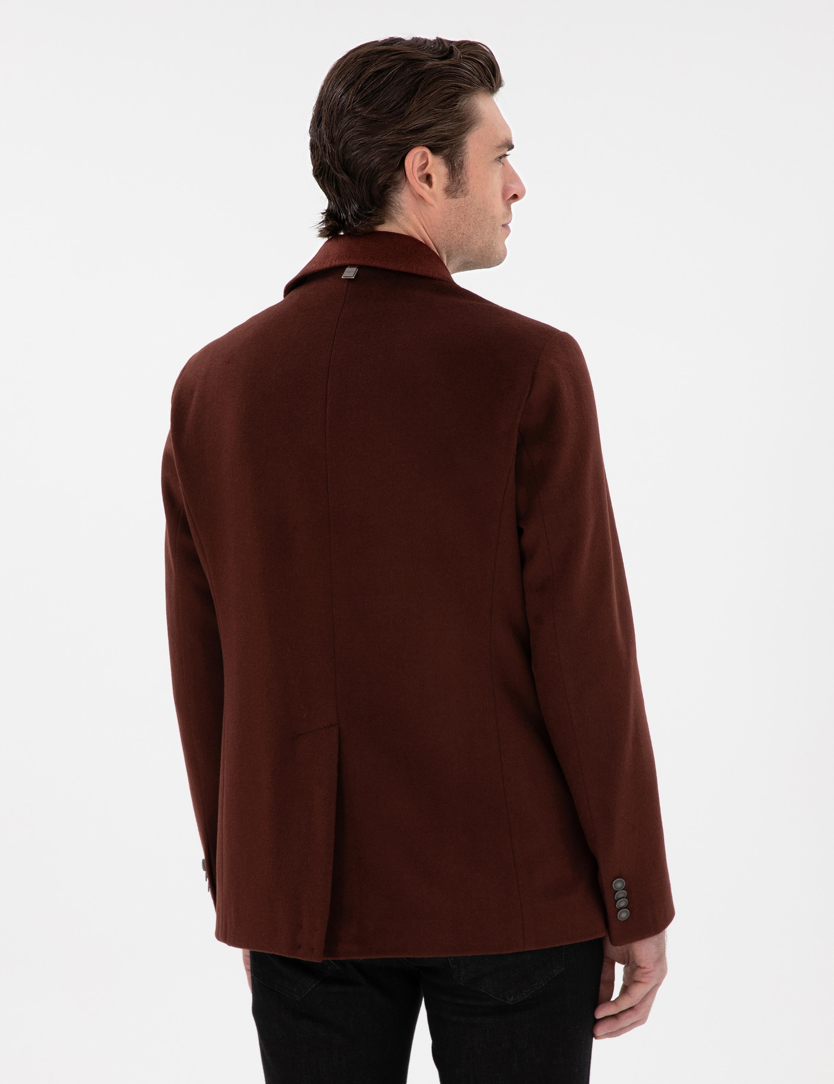 Pas Slim Fit Yün Karışımlı Kaşe Kaban - 50293483028