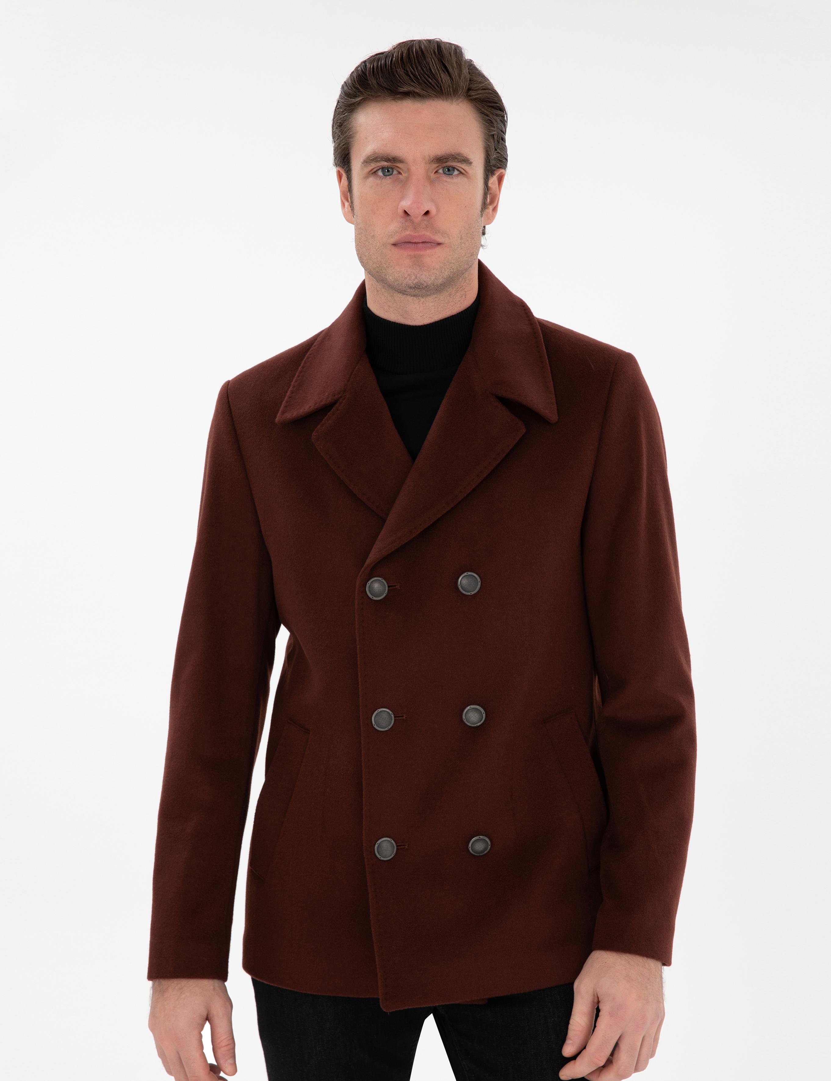 Pas Slim Fit Yün Karışımlı Kaşe Kaban - 50293483028