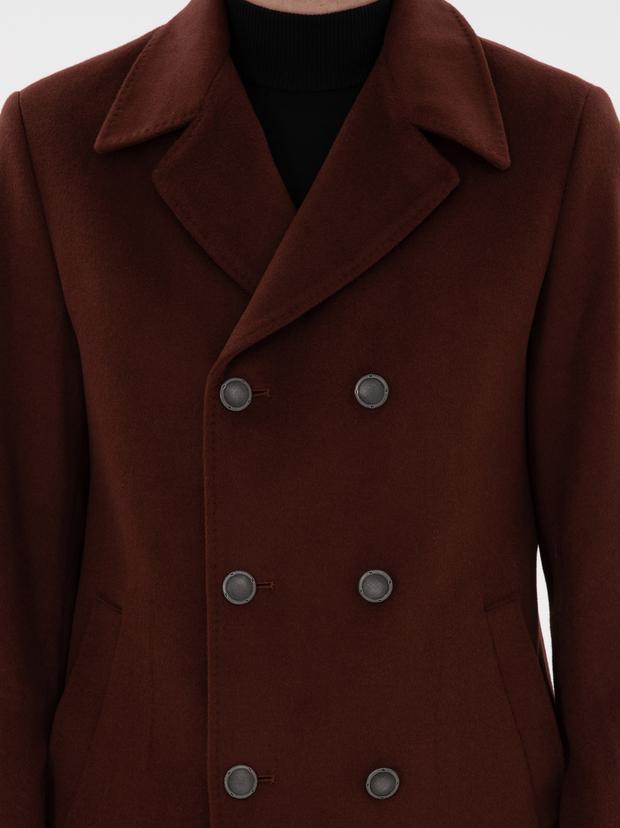 Pas Slim Fit Yün Karışımlı Kaşe Kaban