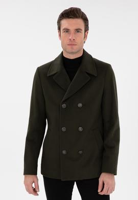 Haki Slim Fit Kaşe Kaban