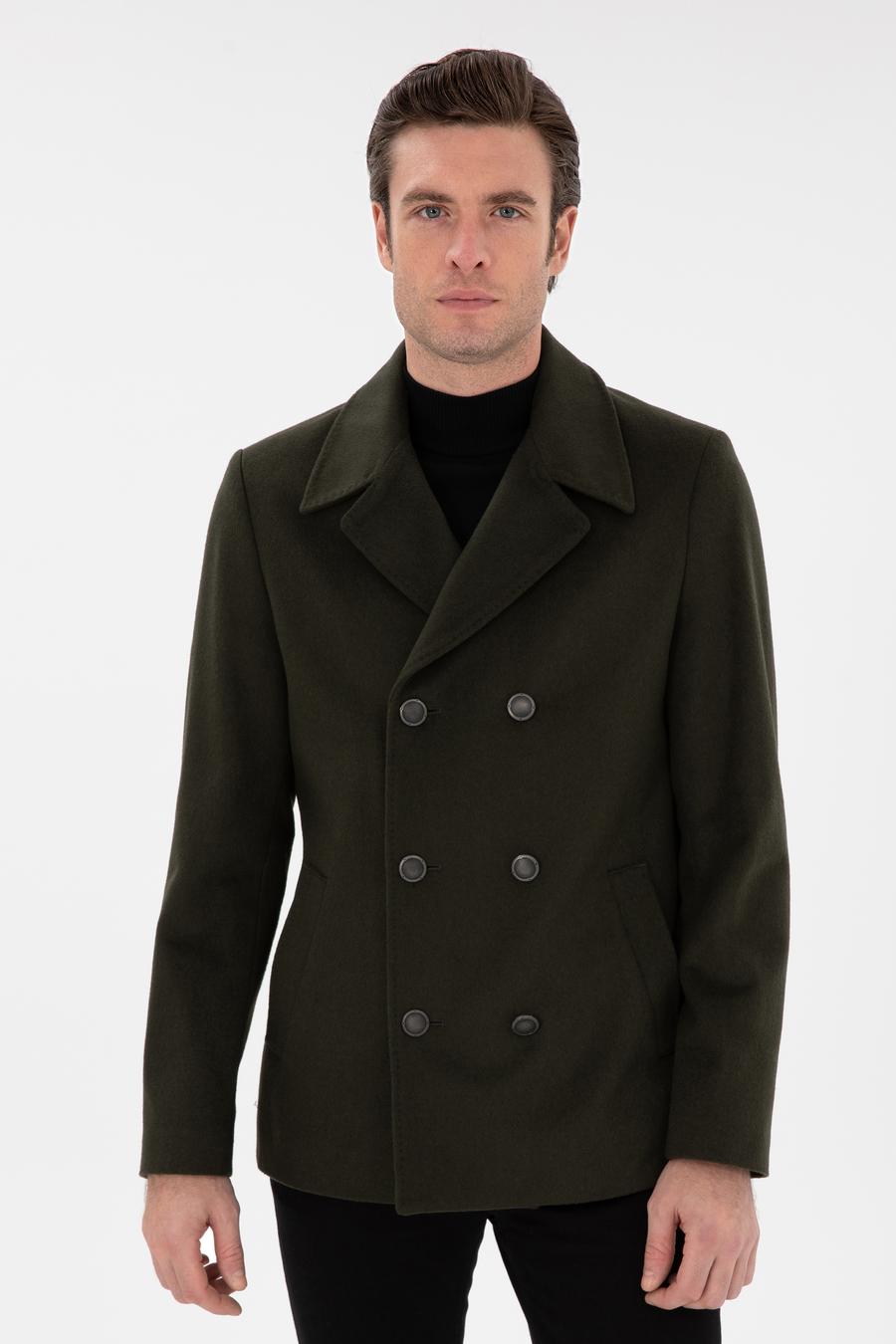 Haki Slim Fit Kaşe Kaban - 50293483006
