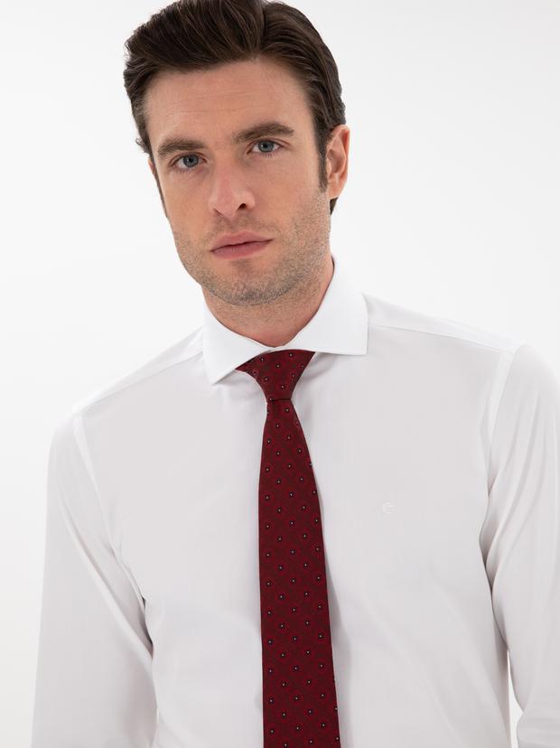 Beyaz Slim Fit İtalyan Yaka Klasik Gömlek