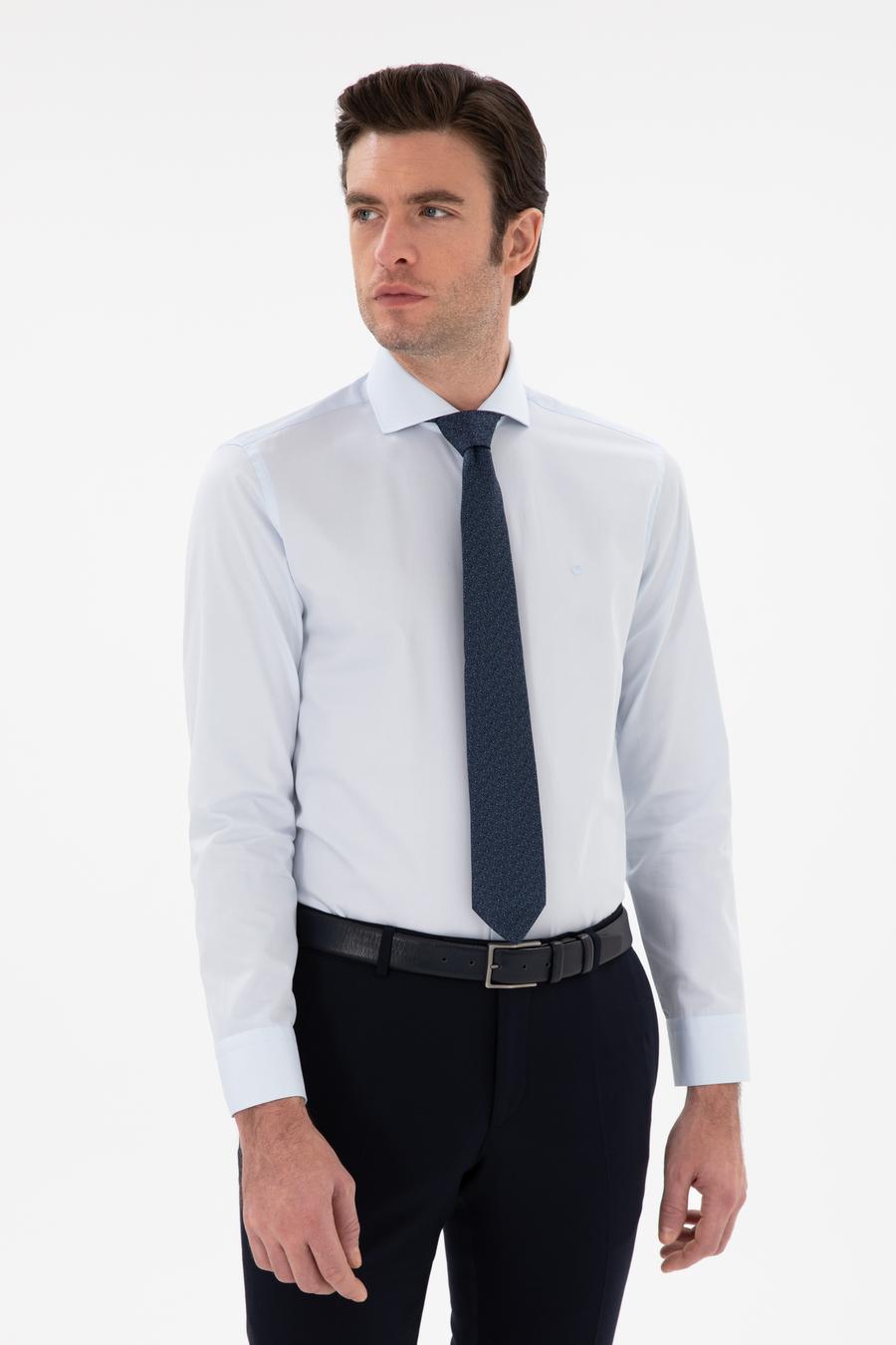 Açık Mavi Slim Fit İtalyan Yaka Klasik Gömlek - 50305851013