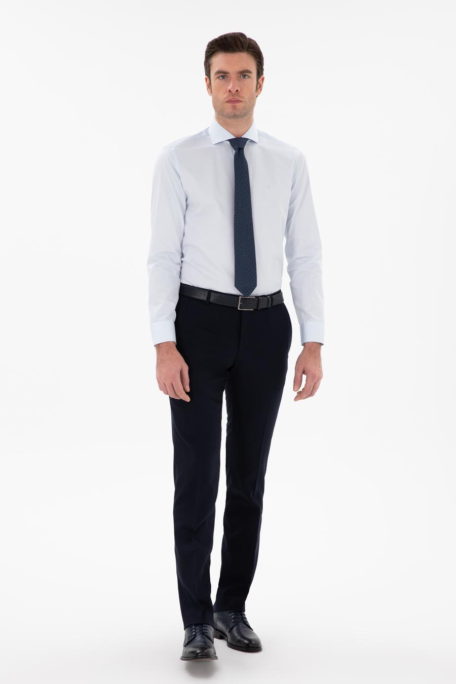 Açık Mavi Slim Fit İtalyan Yaka Klasik Gömlek - 50305851013