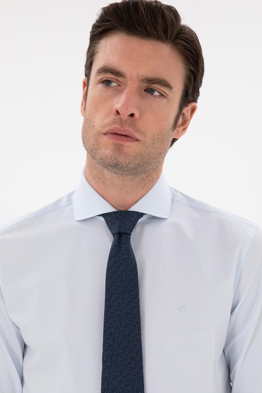 Açık Mavi Slim Fit İtalyan Yaka Klasik Gömlek - 50305851013