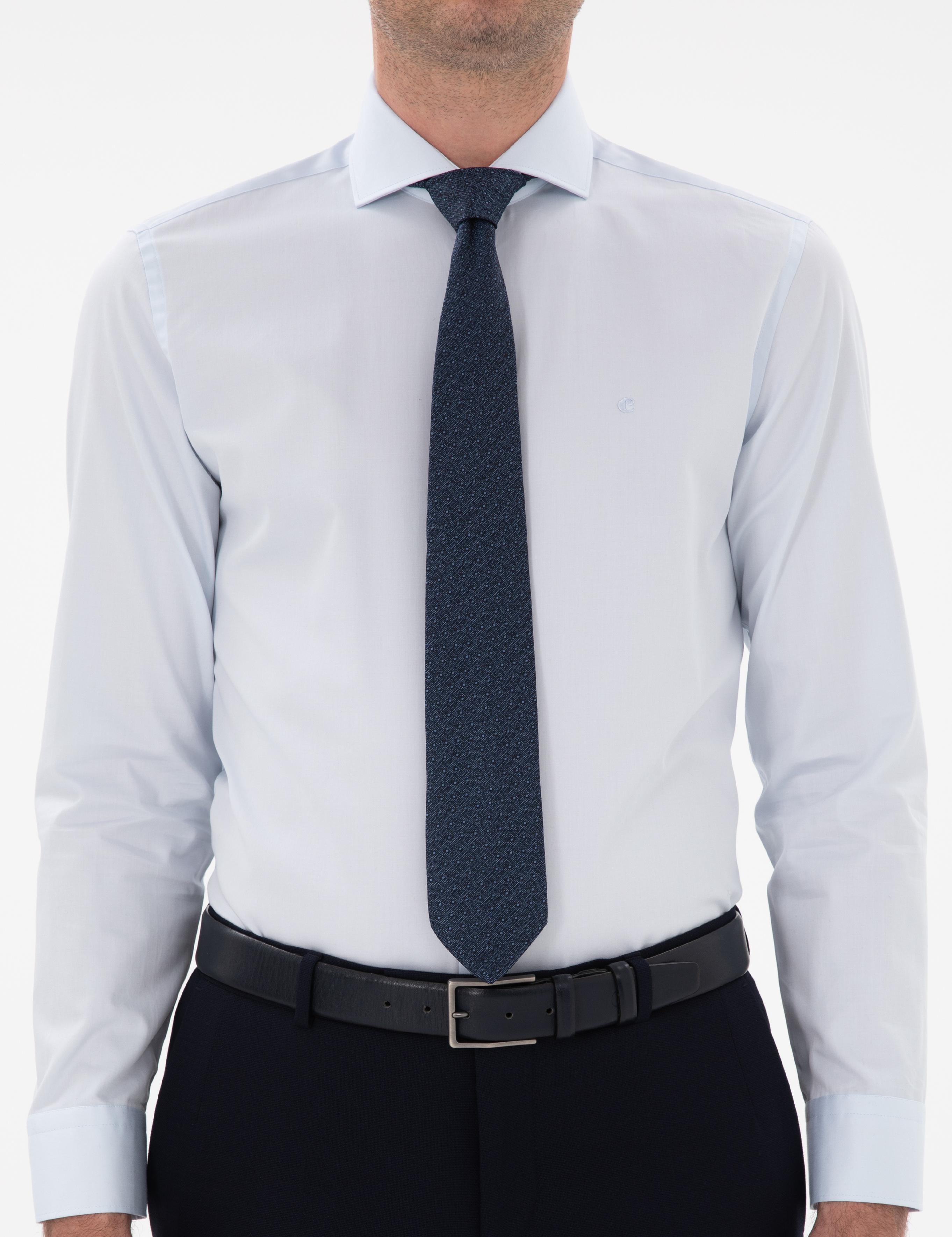 Açık Mavi Slim Fit İtalyan Yaka Klasik Gömlek - 50305851013