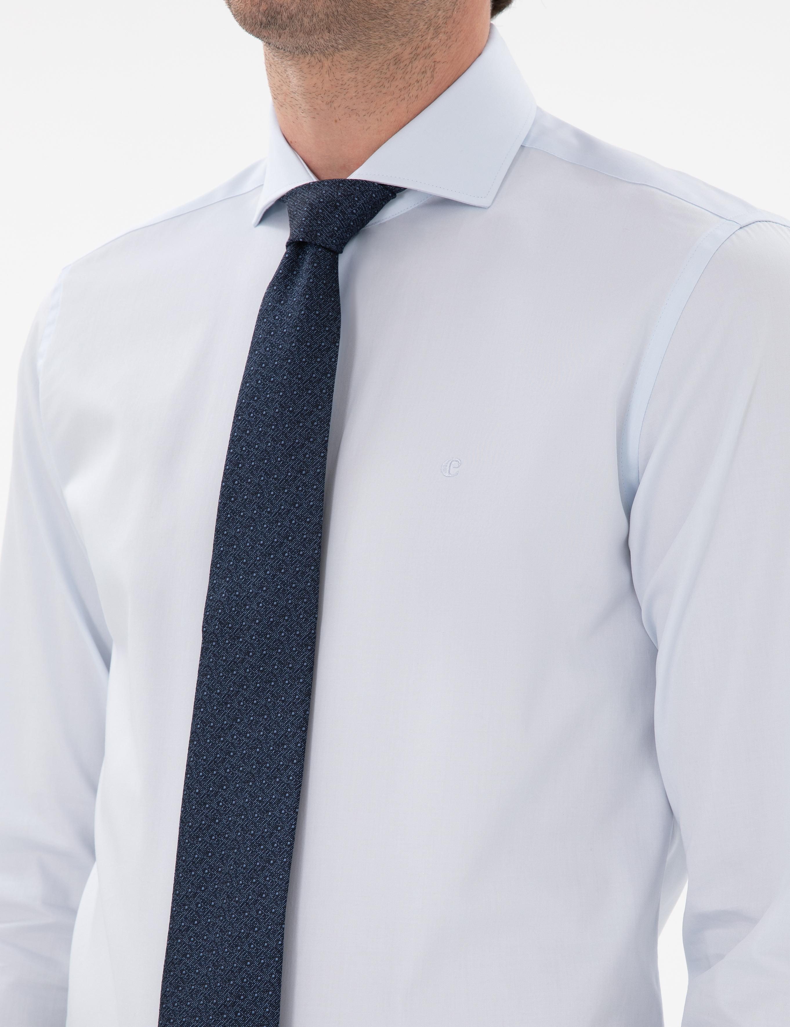 Açık Mavi Slim Fit İtalyan Yaka Klasik Gömlek - 50305851013