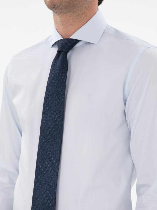 Açık Mavi Slim Fit İtalyan Yaka Klasik Gömlek