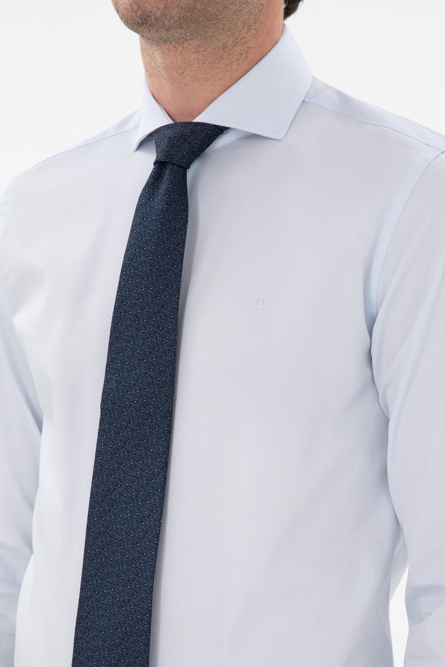 Açık Mavi Slim Fit İtalyan Yaka Klasik Gömlek - 50305851013