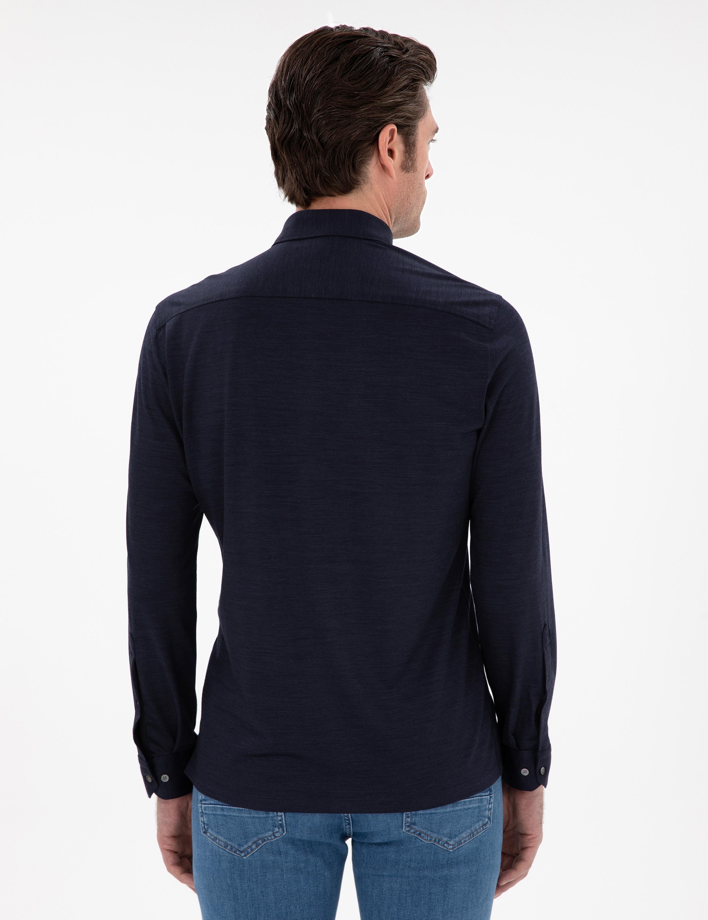 Lacivert Slim Fit Uzun Kollu Gömlek - 50291362039