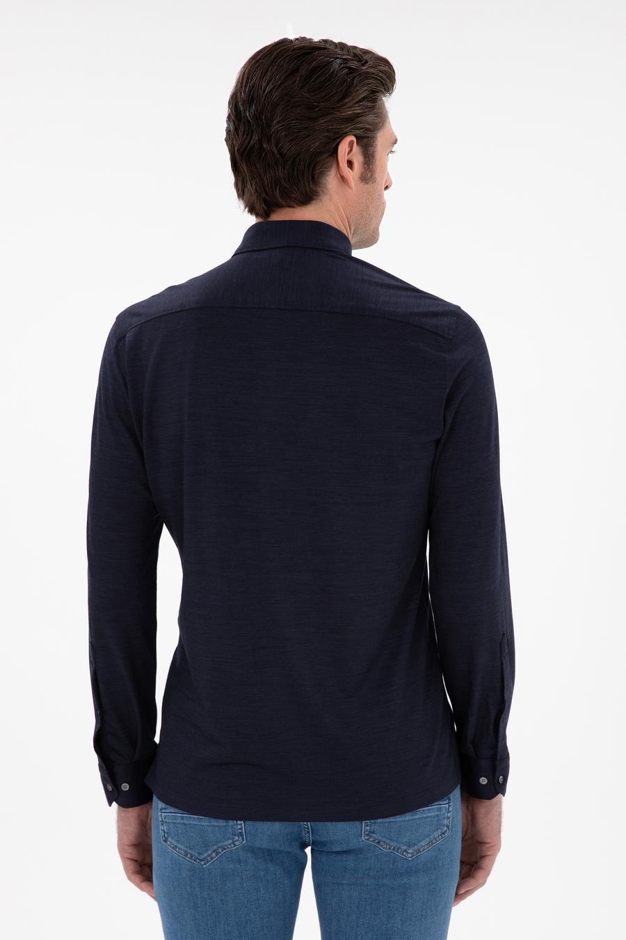 Lacivert Slim Fit Uzun Kollu Gömlek - 50291362039