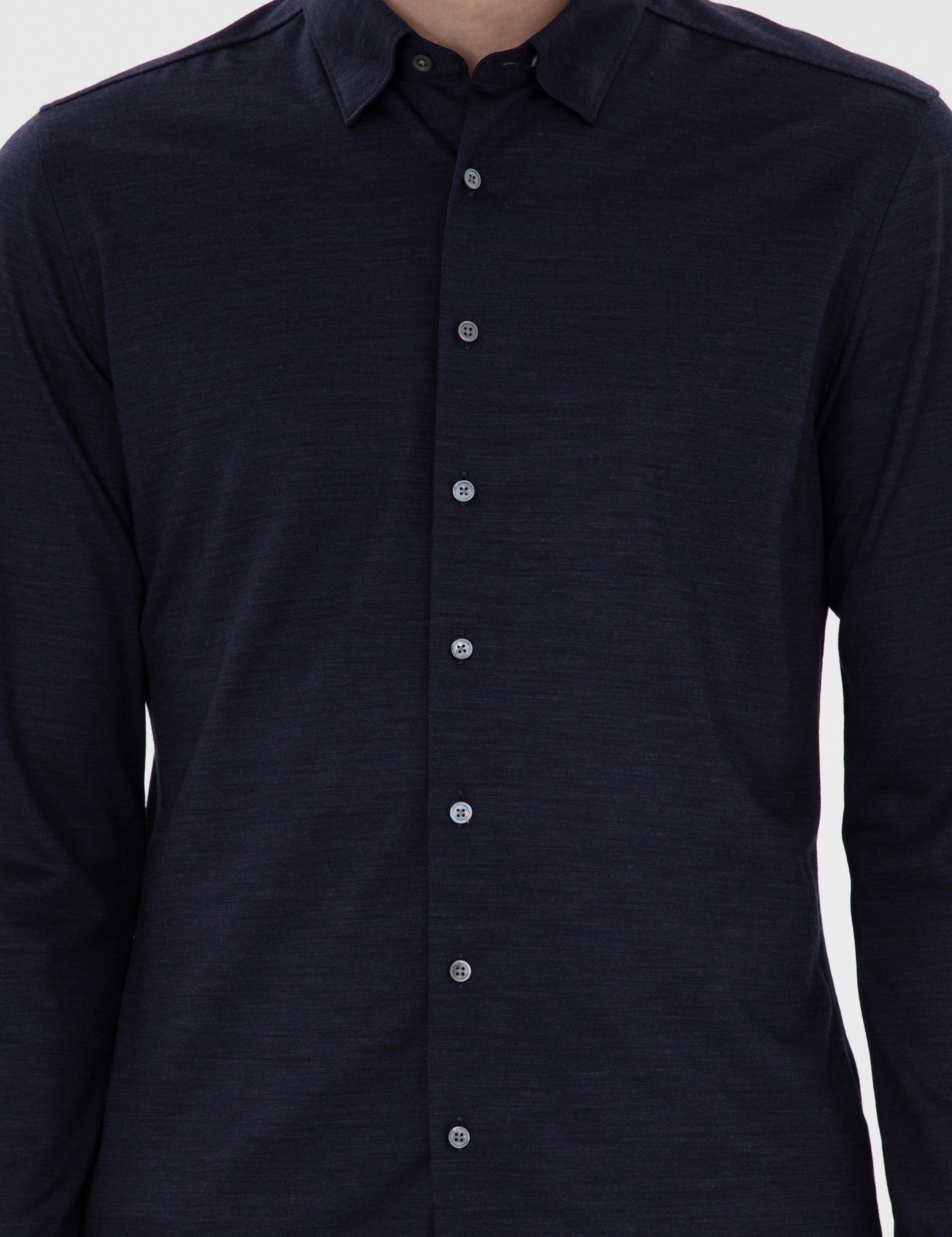 Lacivert Slim Fit Uzun Kollu Gömlek - 50291362039