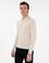 Bej Slim Fit Yün Karışımlı Polo Yaka Basic Triko Kazak