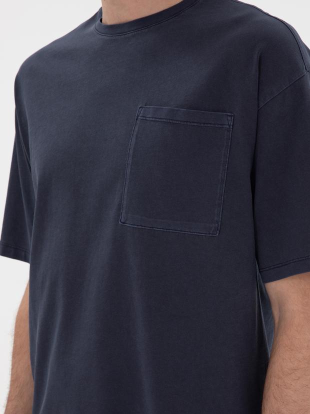 Lacivert Oversize Bisiklet Yaka T-shirt